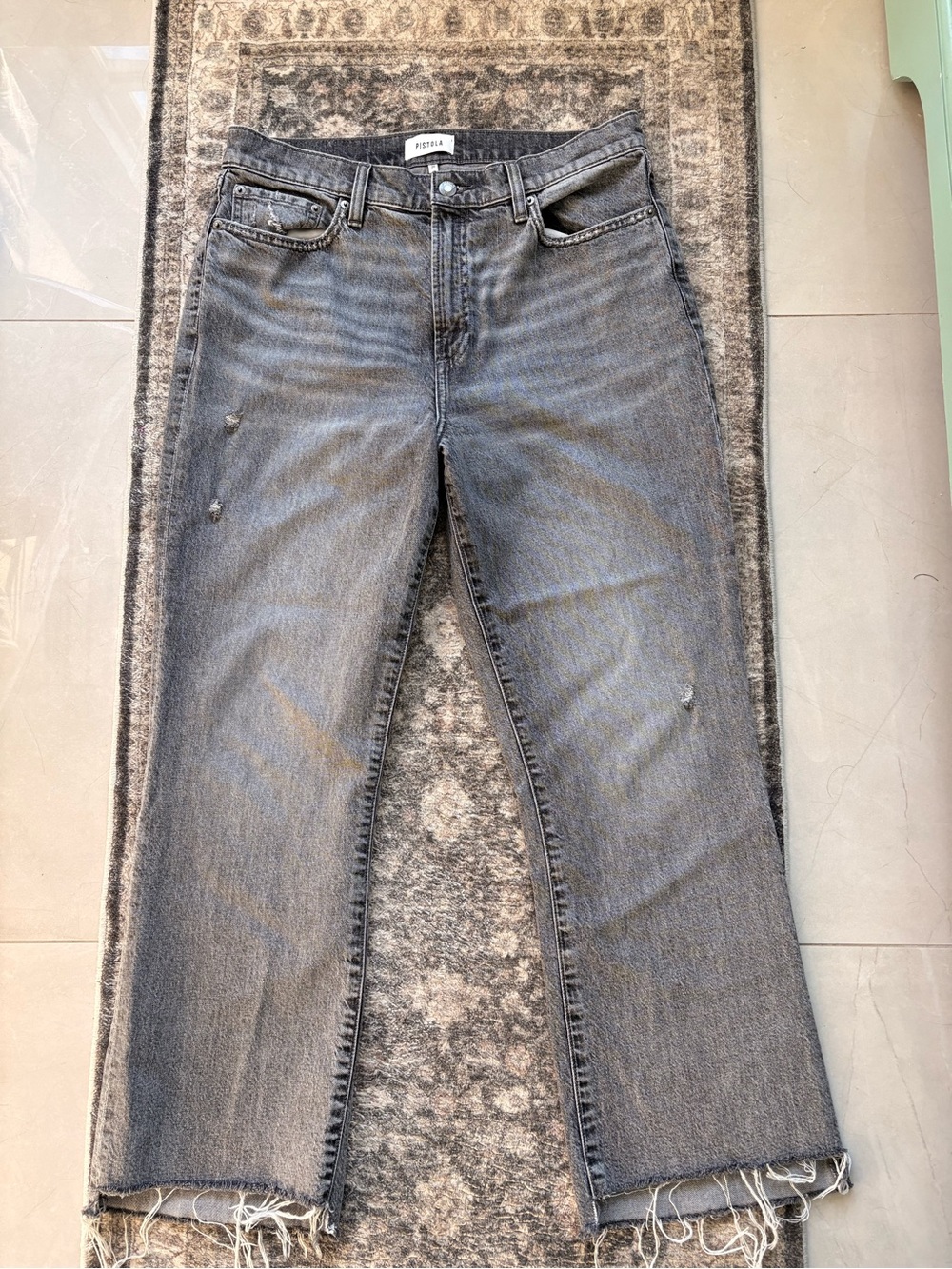 pistola Washed Grey Ankle Crop Jeans